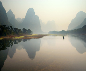 misty rian in Li River misty rian in Li River